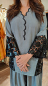 Grey Black Leather Patchwork Farshi Set - view 2