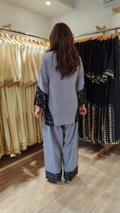Grey Black Leather Patchwork Farshi Set - view 6