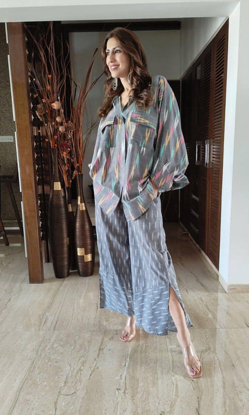 Grey Ikat Coord Set