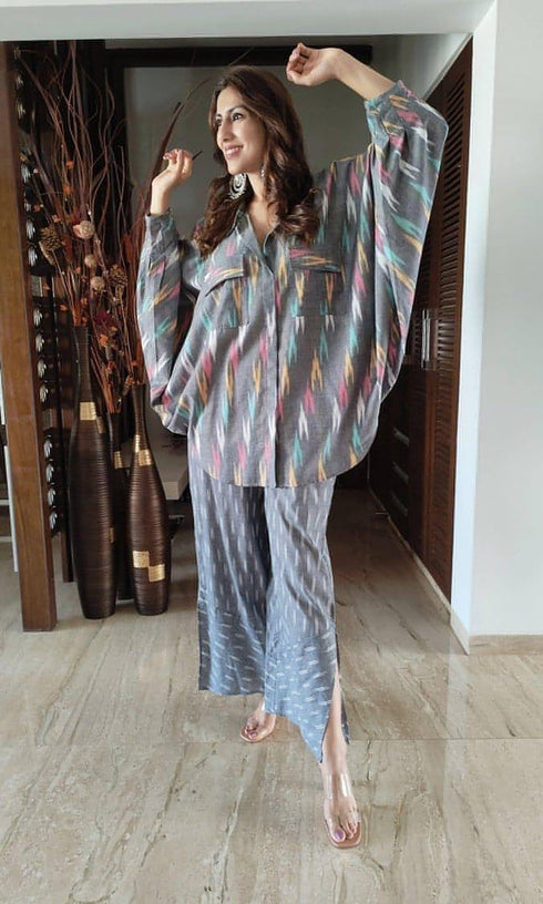 Grey Ikat Coord Set