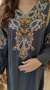 Grey Kashmiri Paisley Embroidered Kurta Pant Set - view 5