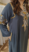 Grey Kashmiri Paisley Embroidered Kurta Pant Set - view 6