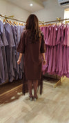 Hand Embellished Brown Shirt Dress With Net - view 9