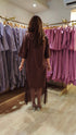 Hand Embellished Brown Shirt Dress With Net - view 9