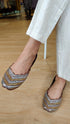 Handcrafted Metallic Chevron Mukaish Work Juttis - view 3