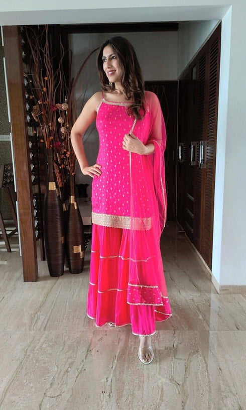 Hot Pink Sharara Set