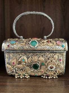 Peacock Lotus Oxidised Bag