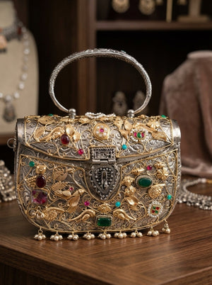 Twin Ruby Crescent Oxidised Bag