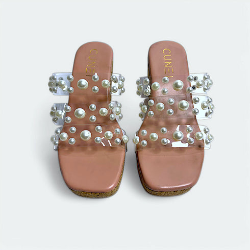 Clear Pink Pearl Wedges