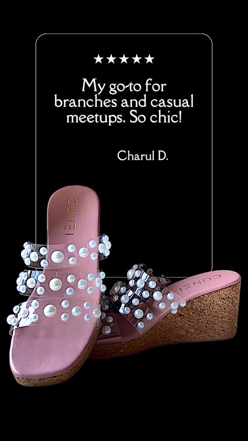 Clear Pink Pearl Wedges