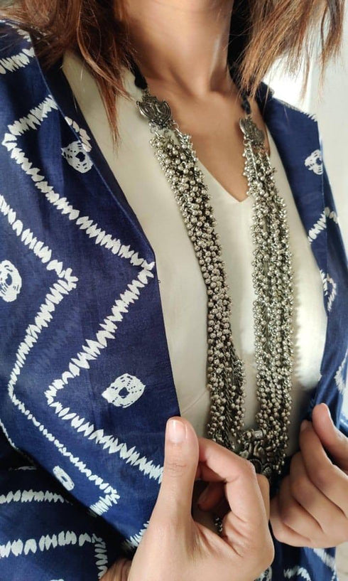 Indigo Blazer Dhoti Set