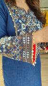 Indigo Blue Embroidered Kurta Set with Tassel - view 5