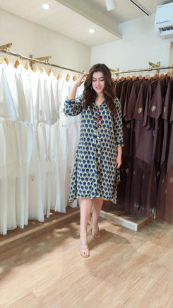 Indigo Blue Floral High Low Midi Dress - view 3