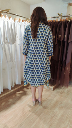 Indigo Blue Floral High Low Midi Dress - view 7