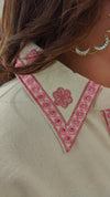 Ivory & Blush Pink Embroidered Cutwork Coord Set - view 7