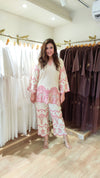 Ivory & Blush Pink Embroidered Cutwork Coord Set - view 8