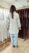 Ivory & Pastel Blue Embroidered Cutwork Coord Set - view 10