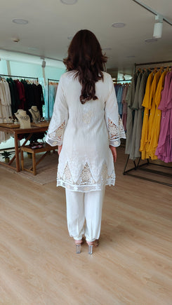 Crochet Ivory White Cutwork Co-ord Set - view 10