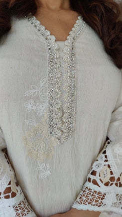 Crochet Ivory White Cutwork Co-ord Set - view 6