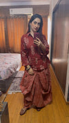 Jaipuri Maroon Drape Skirt Set For Women - view 20