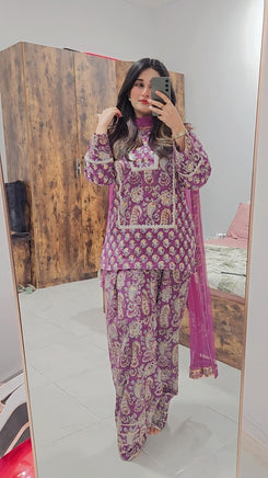 Jaipuri Purple Farshi Salwar Set - view 12