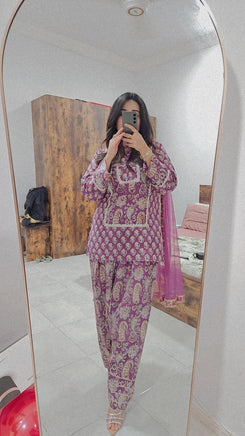 Jaipuri Purple Farshi Salwar Set - view 13