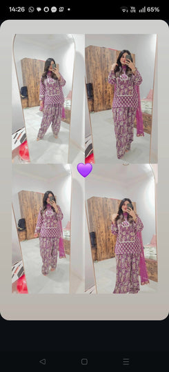 Jaipuri Purple Farshi Salwar Set - view 14