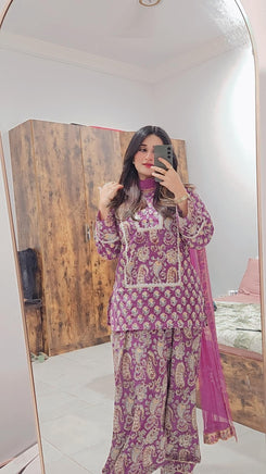 Jaipuri Purple Farshi Salwar Set - view 4