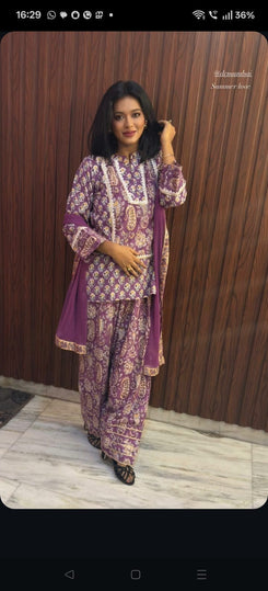 Jaipuri Purple Farshi Salwar Set - view 5