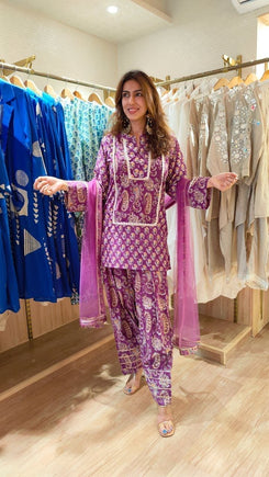 Jaipuri Purple Farshi Salwar Set - view 6