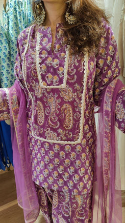 Jaipuri Purple Farshi Salwar Set - view 7