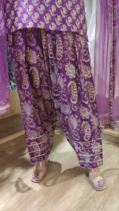 Jaipuri Purple Farshi Salwar Set - view 9