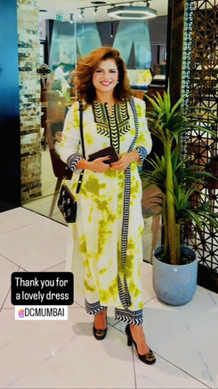 Tie Dye Green Drape Sari Kurta Set - view 13