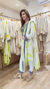 Tie Dye Green Drape Sari Kurta Set - view 5