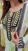Tie Dye Green Drape Sari Kurta Set - view 7