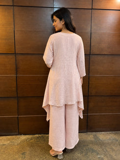 Light Pink Crinkle Cotton Hand Knitted Motif Coord Set - view 2