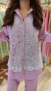 Lilac Embellished Cutwork Coord Set - view 4