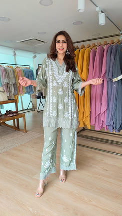 Lucknowi Green Zig Zag Coord Set - view 3
