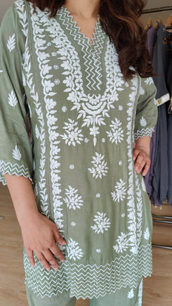 Lucknowi Green Zig Zag Coord Set - view 5