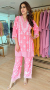 Lucknowi Pink Zig Zag Coord Set