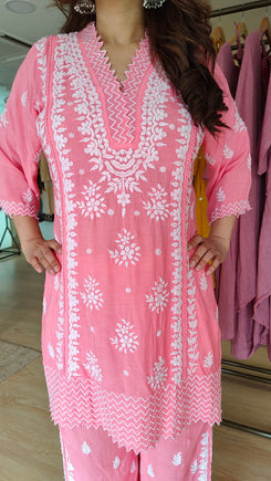 Lucknowi Pink Zig Zag Coord Set - view 5