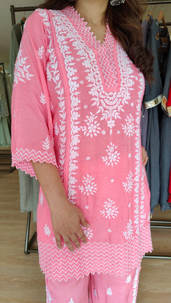Lucknowi Pink Zig Zag Coord Set - view 6