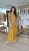 Hand Embroidered Mustard Jacket & Dress