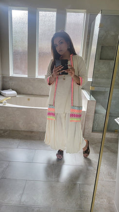 Neon White Dhoti Jacket Set - view 11