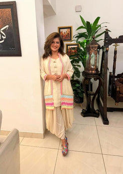 Neon White Dhoti Jacket Set - view 16