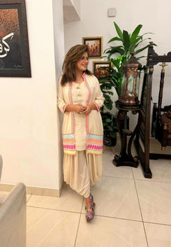 Neon White Dhoti Jacket Set - view 17