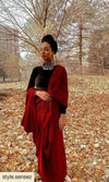 Maroon Drape Skirt - Top Not Included