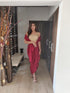 Maroon Drape Skirt - Top Not Included