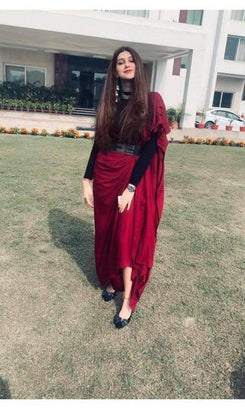 Maroon Drape Skirt - Top Not Included