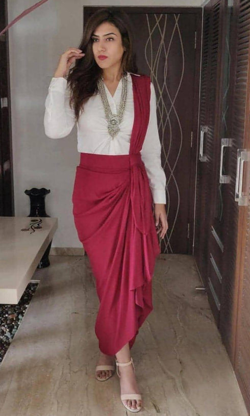 Maroon Drape Skirt - Top Not Included